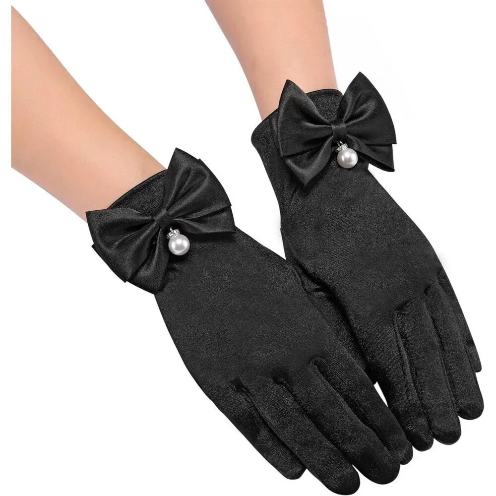 Women's Special Black Short Satin Gloves Formal Dress Wedding Dancing Party